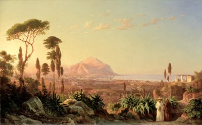 Palermo met de Monte Pellegrino door Carl Wilhelm Goetzloff